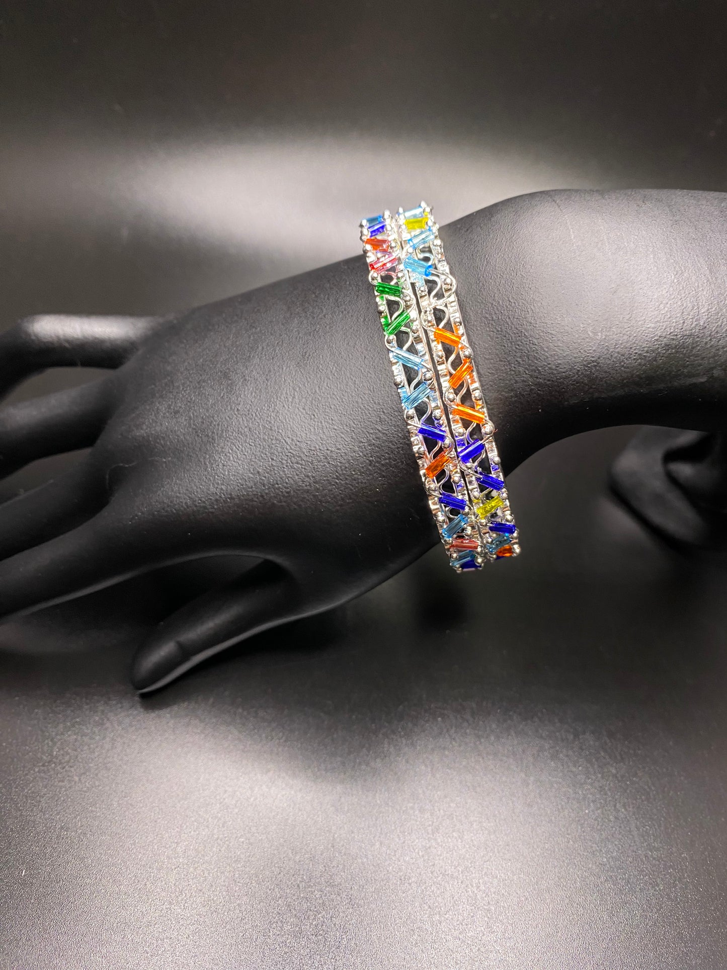 Silver Sparkles of Colors Bracelet