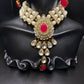 Pop of Red & Pearls Necklace & Earrings Set