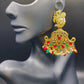 Golden Green & Red Shining Peacock Dangles