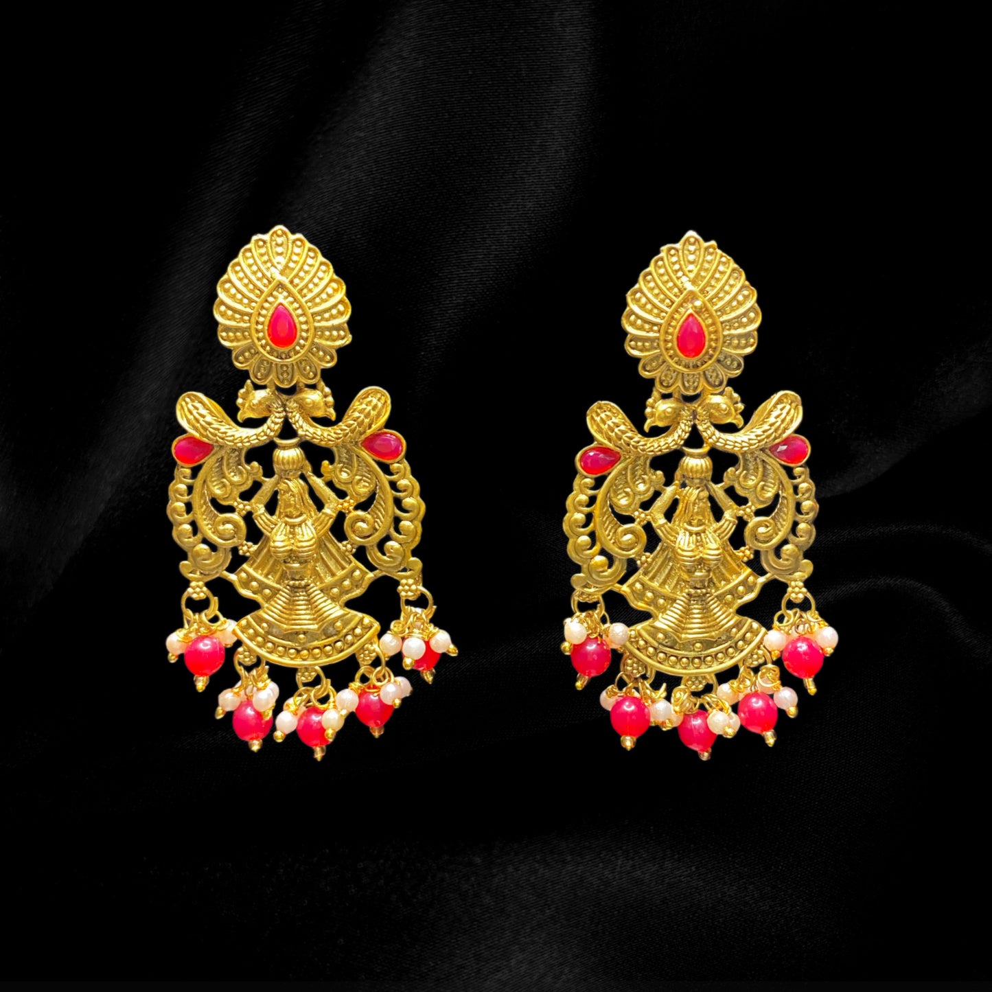 Golden Red Rani Dangles