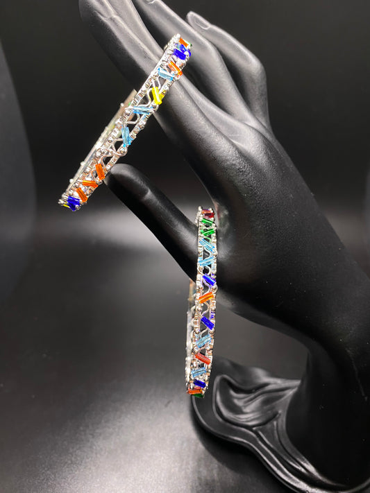 Silver Sparkles of Colors Bracelet