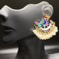 Multicolored Mosaic Peacock Pearl Dangles
