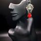 Silver & Red Mirror Dangles