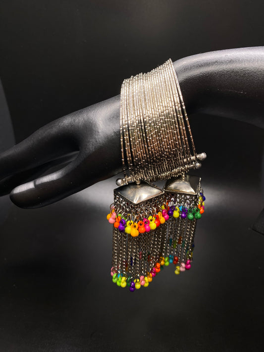 Multicolor Square Jhumka Bracelet