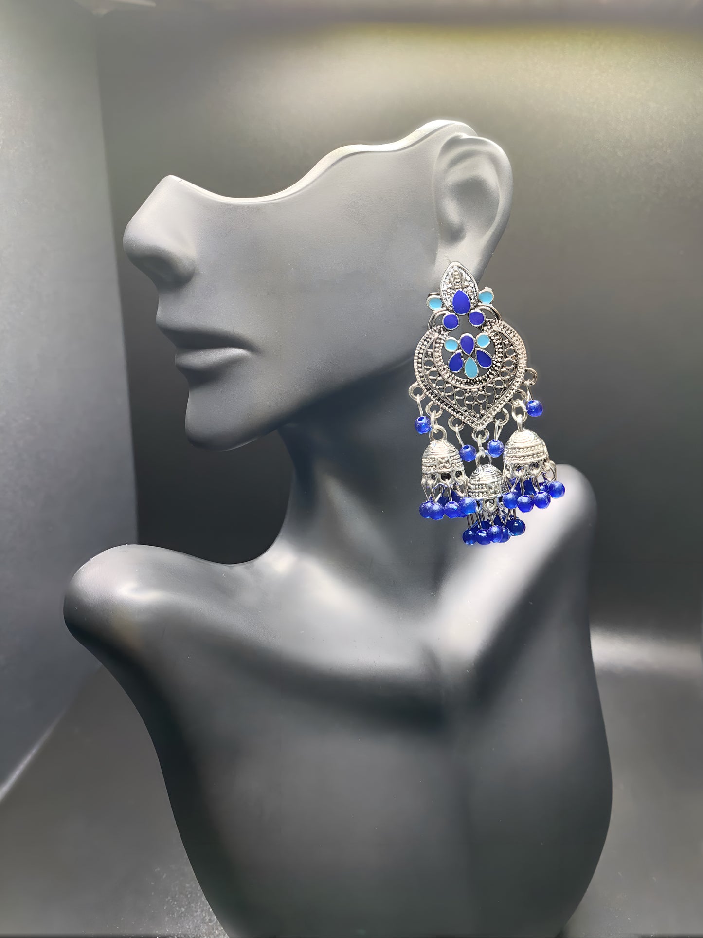 Silver and Blue Jhumkas