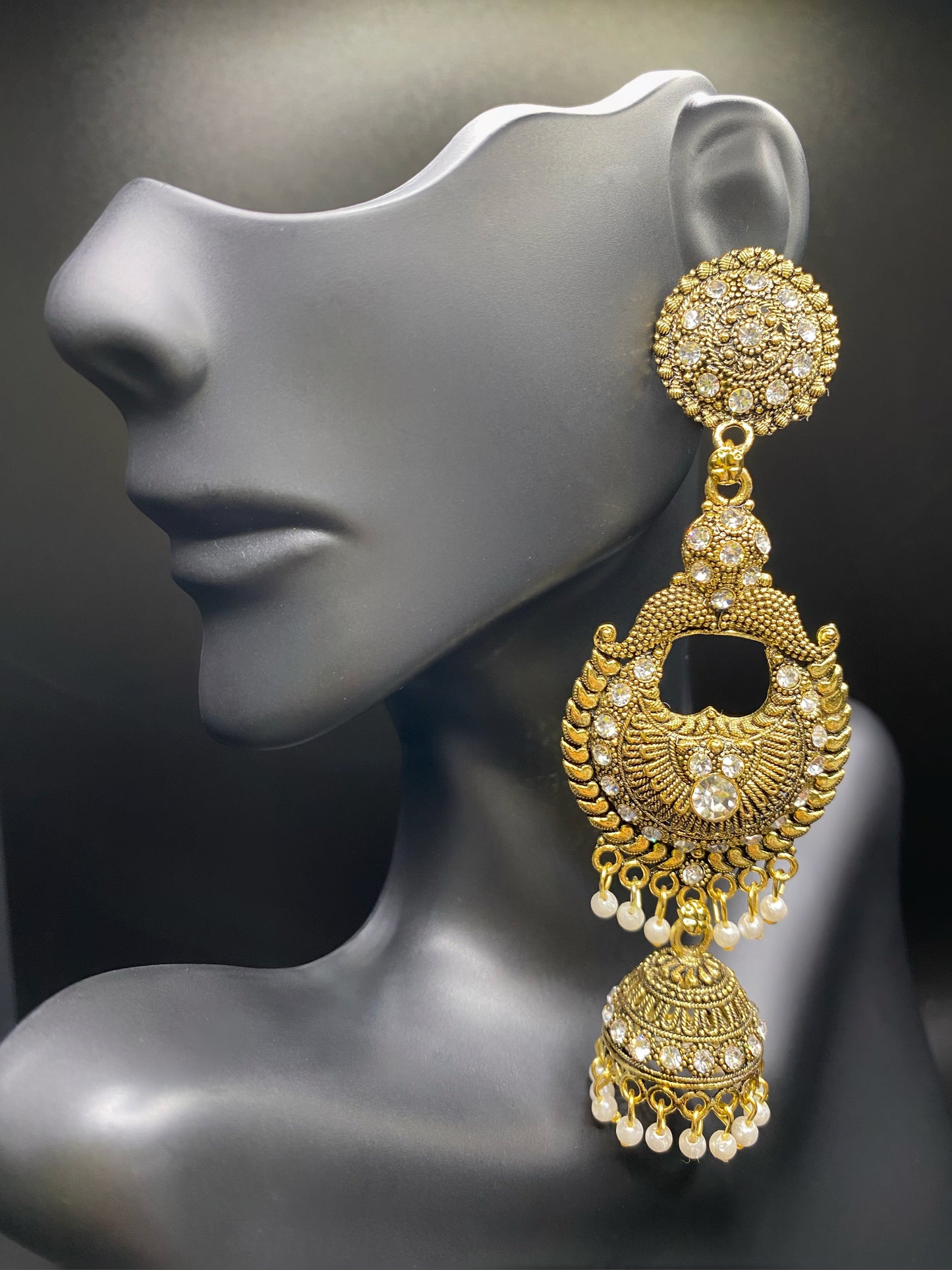 Golden White Sun Jhumkas