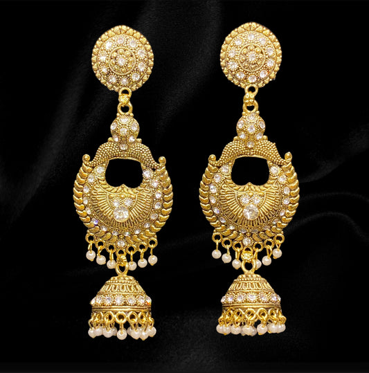 Golden White Sun Jhumkas