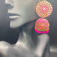 Gold and Pink Bling Jhumkas