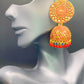 Gold and Red Bling Jhumkas