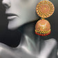 Gold and Maroon Bling Jhumkas