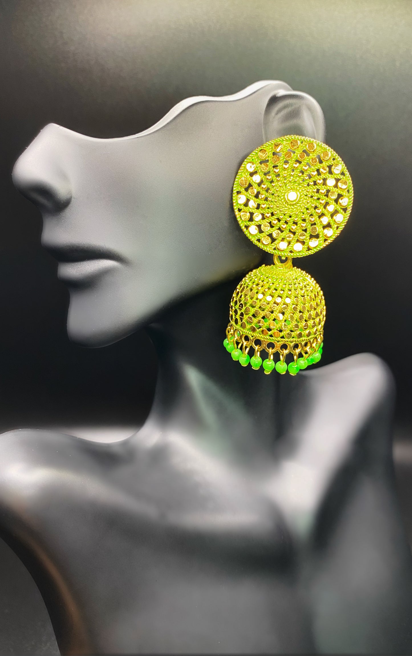 Gold and Green Bling Jhumkas