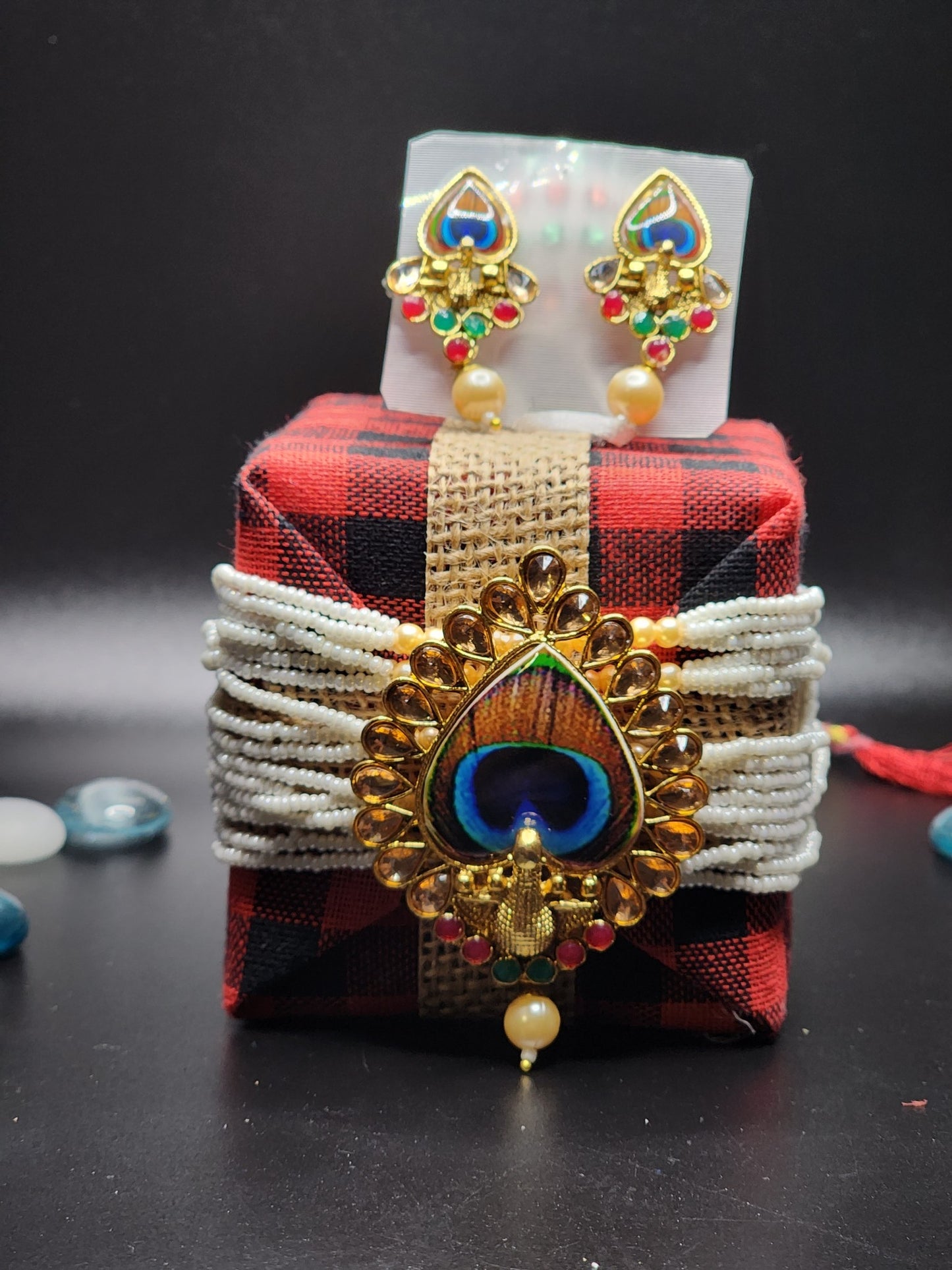 Peacock Necklace & Earrings Set