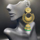 Gold and Green Starburst Jhumkas