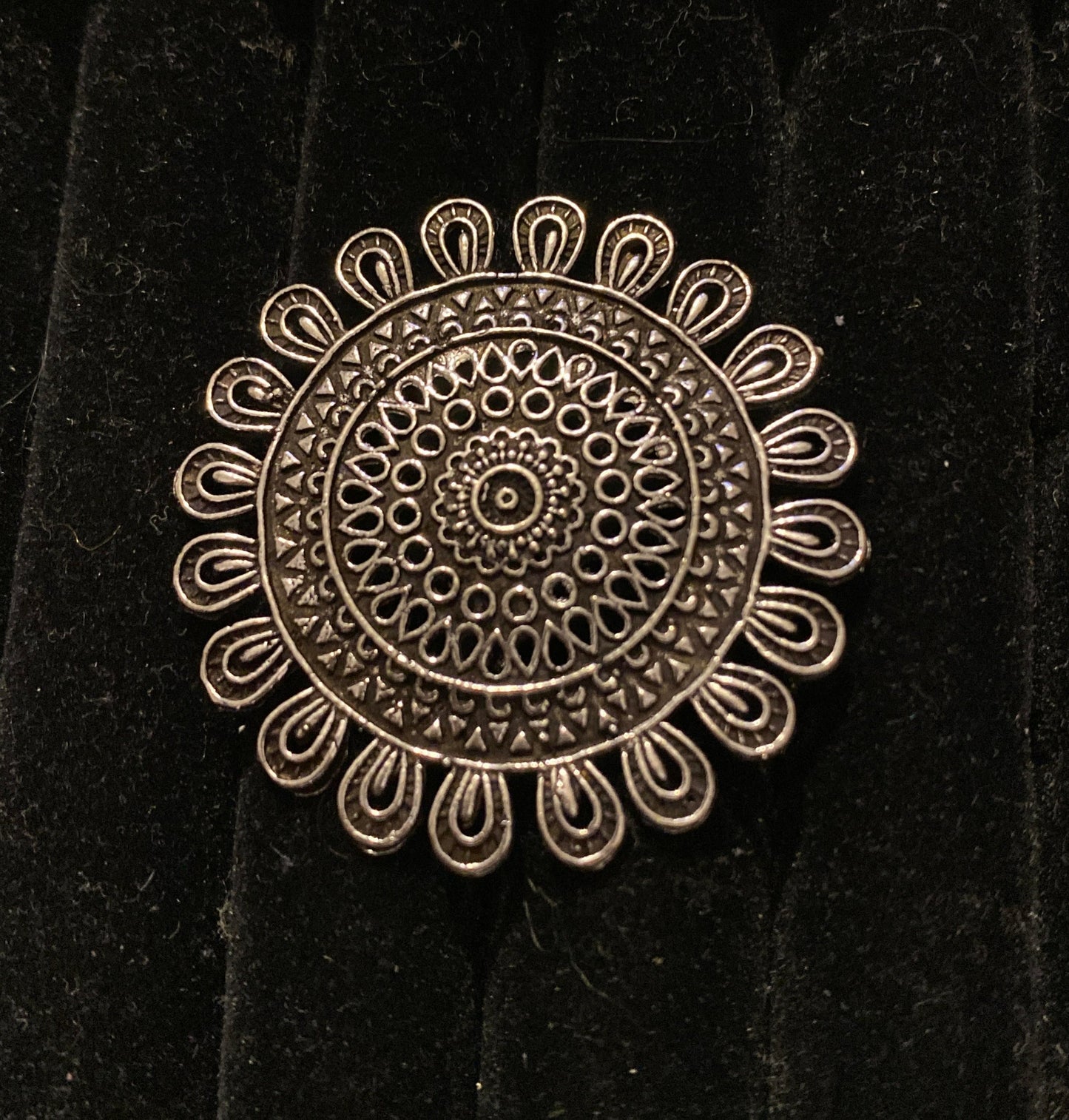 Silver Flower Mandala Ring