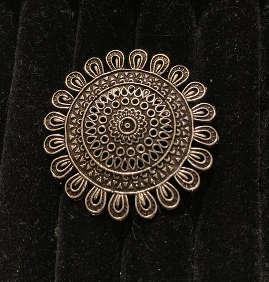 Silver Flower Mandala Ring