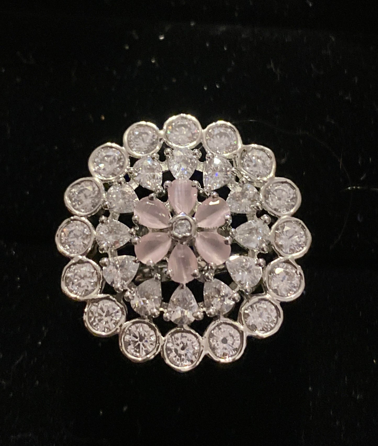 Silver & Pink Sparkle Ring